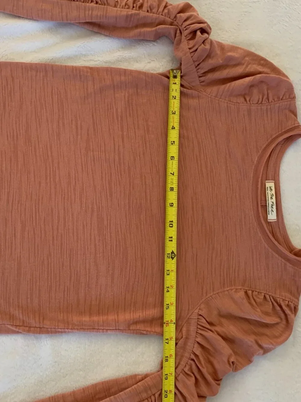 Free People We The Free Natasha Ruched Slub Tee Blush Pink Top S
